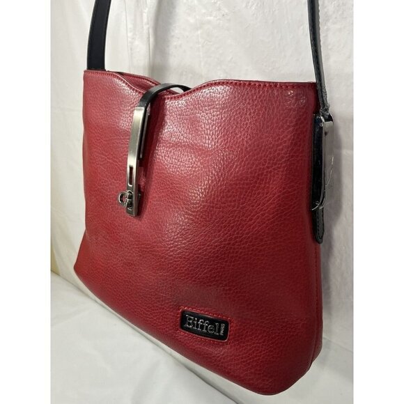 LA TOUR EIFFEL Pebble Leather Purse bucket bag tote Paris - Picture 8 of 16